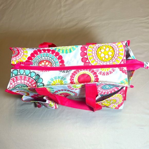 Colorful Thirty-One Organizing Zip Utility Tote in Citrus Medallion Pattern NWOT - Picture 4 of 12